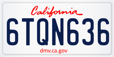 CA license plate 6TQN636