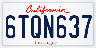 CA license plate 6TQN637