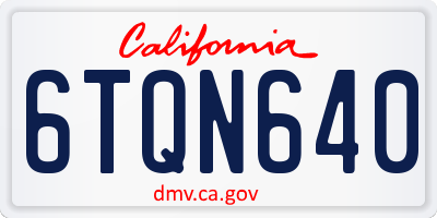 CA license plate 6TQN640