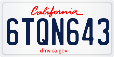 CA license plate 6TQN643