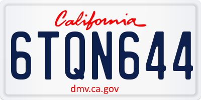 CA license plate 6TQN644