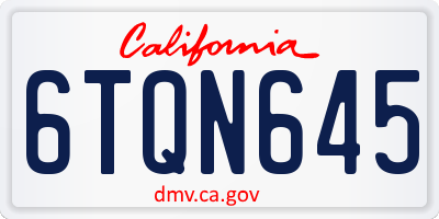 CA license plate 6TQN645