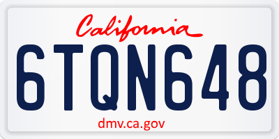 CA license plate 6TQN648