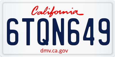 CA license plate 6TQN649