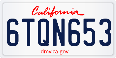 CA license plate 6TQN653