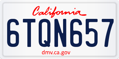CA license plate 6TQN657