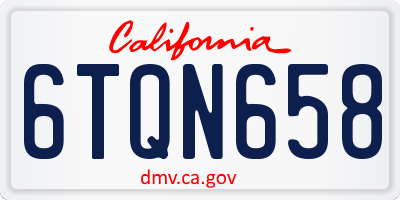 CA license plate 6TQN658