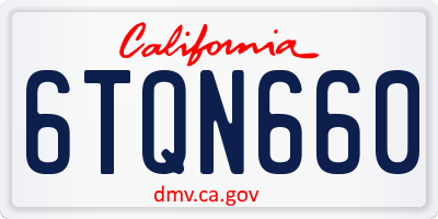 CA license plate 6TQN660