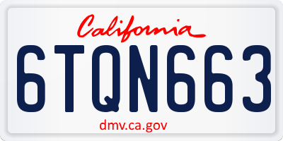 CA license plate 6TQN663