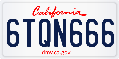 CA license plate 6TQN666