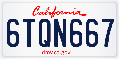 CA license plate 6TQN667