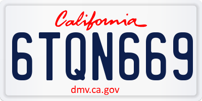 CA license plate 6TQN669