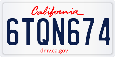 CA license plate 6TQN674