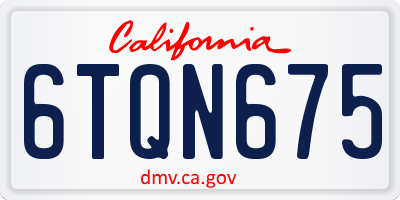 CA license plate 6TQN675