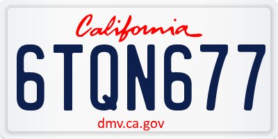 CA license plate 6TQN677