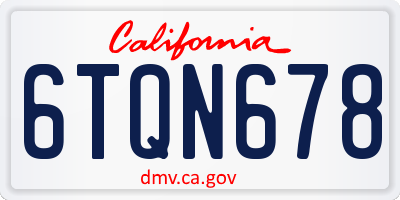 CA license plate 6TQN678