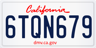 CA license plate 6TQN679