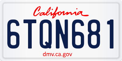 CA license plate 6TQN681