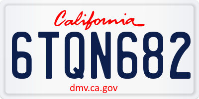 CA license plate 6TQN682