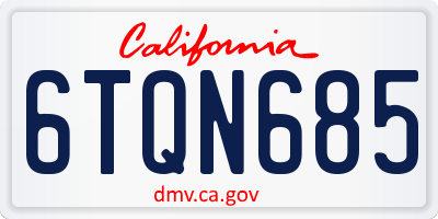 CA license plate 6TQN685