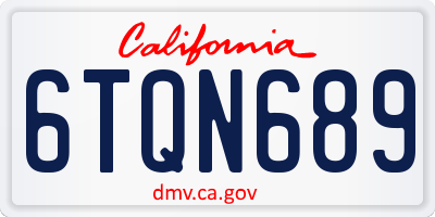 CA license plate 6TQN689