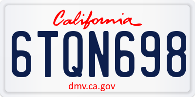 CA license plate 6TQN698