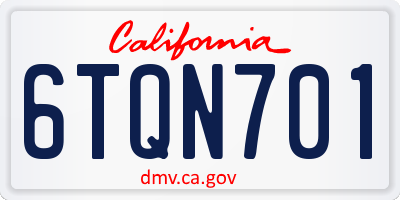 CA license plate 6TQN701