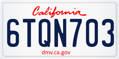 CA license plate 6TQN703