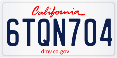 CA license plate 6TQN704