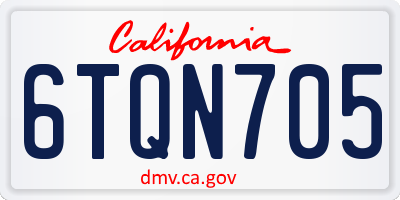 CA license plate 6TQN705