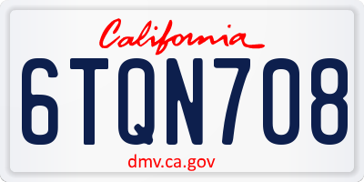 CA license plate 6TQN708