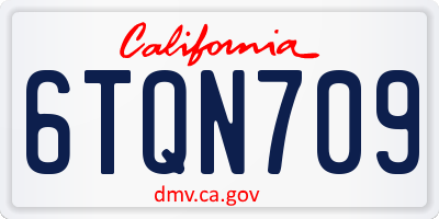 CA license plate 6TQN709