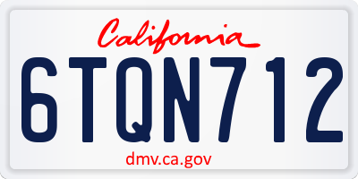 CA license plate 6TQN712