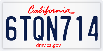 CA license plate 6TQN714