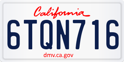 CA license plate 6TQN716