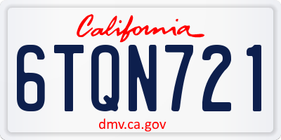 CA license plate 6TQN721