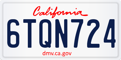 CA license plate 6TQN724