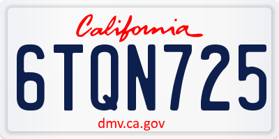 CA license plate 6TQN725