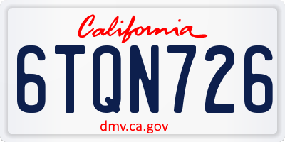 CA license plate 6TQN726