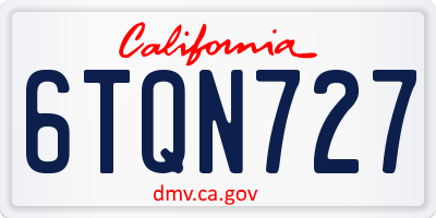 CA license plate 6TQN727