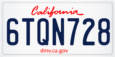 CA license plate 6TQN728