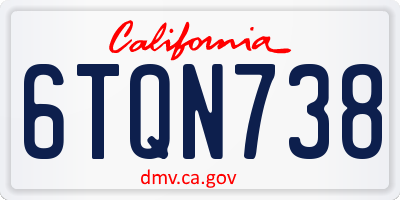 CA license plate 6TQN738