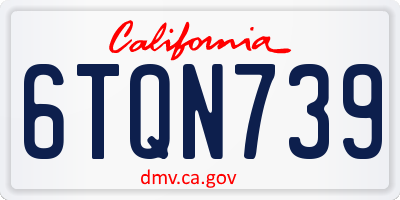 CA license plate 6TQN739