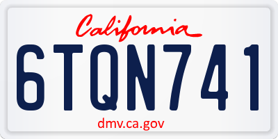 CA license plate 6TQN741