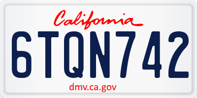 CA license plate 6TQN742