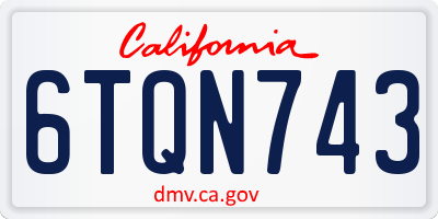 CA license plate 6TQN743