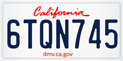 CA license plate 6TQN745