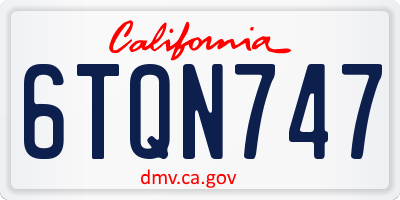 CA license plate 6TQN747