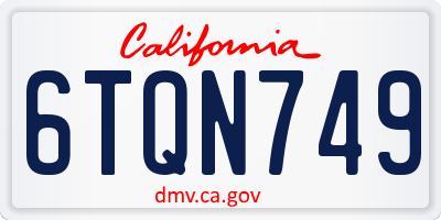 CA license plate 6TQN749