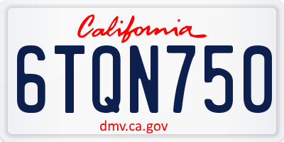 CA license plate 6TQN750